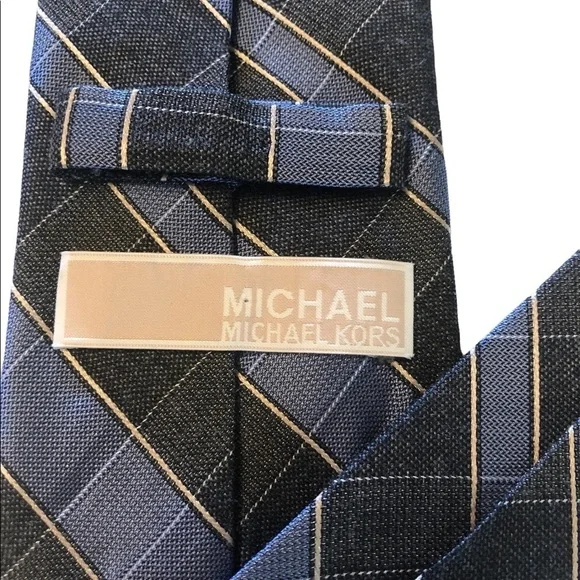 MICHAEL Michael Kors blue plaid checked silk blend tie - Picture 4 of 5